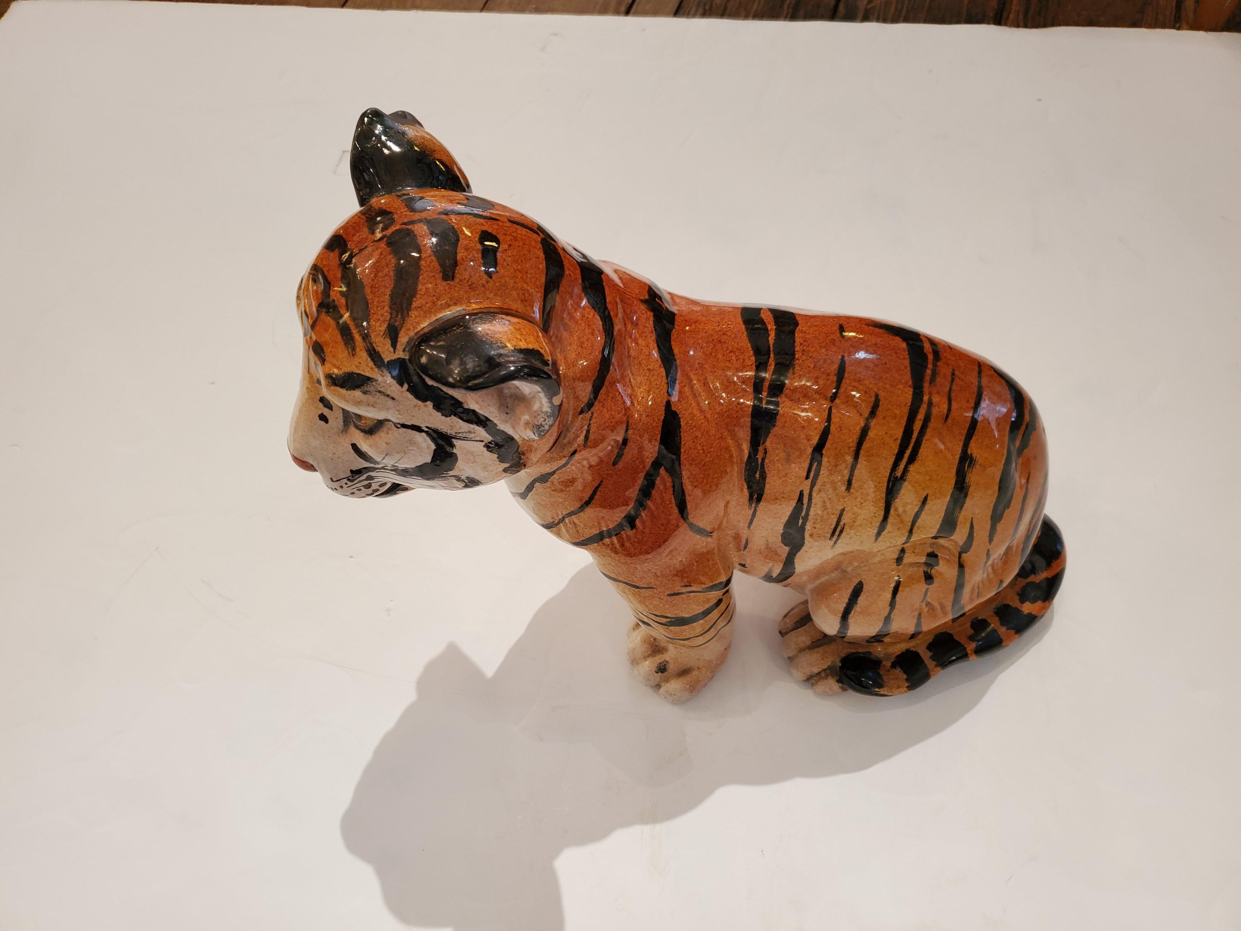 Darling Italian Ceramic Tiger Cub Sculpture 3