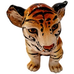 Vintage Darling Italian Ceramic Tiger Cub Sculpture