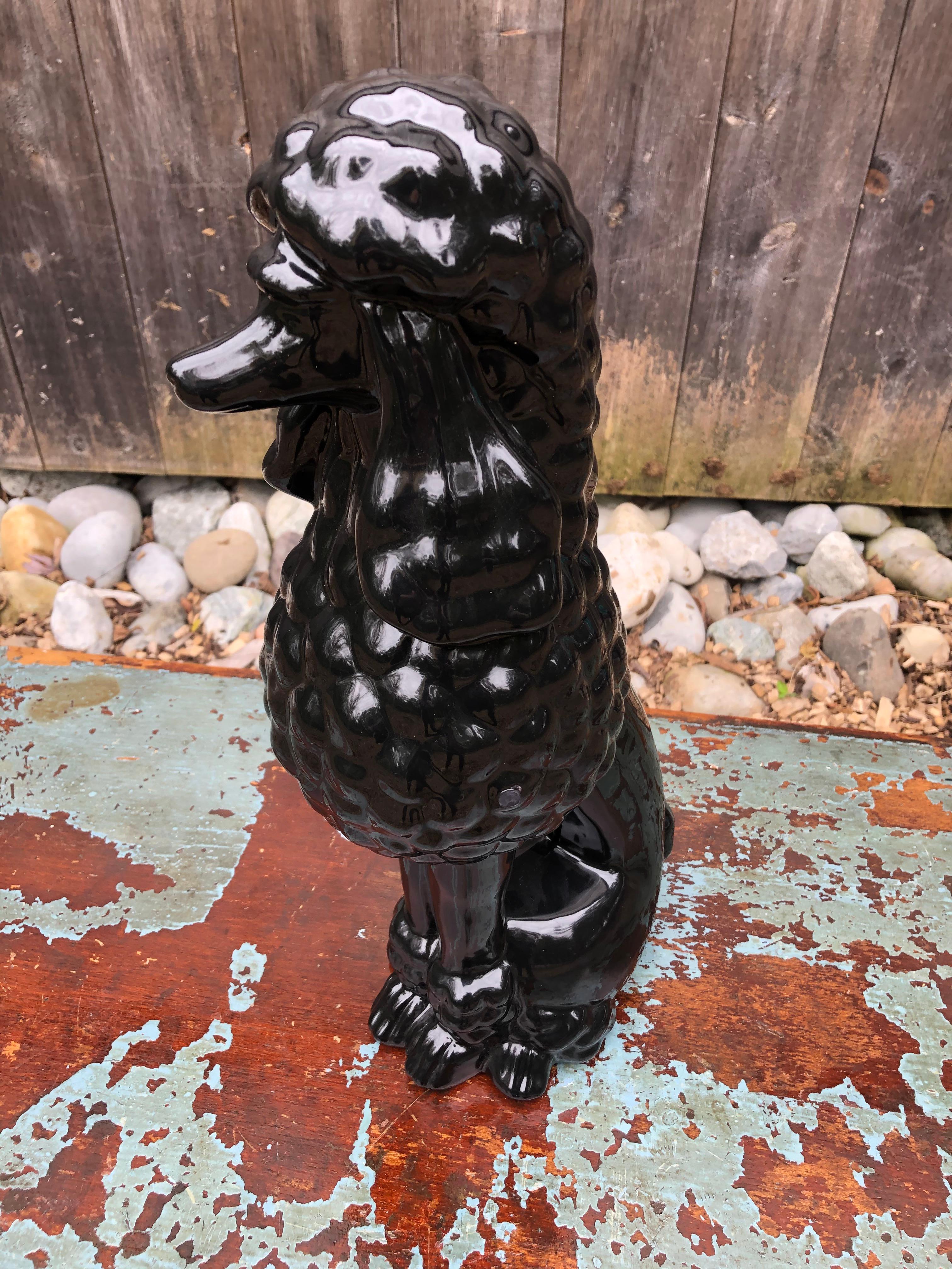 Darling Large Black Porcelain Poodle Sculpture 1