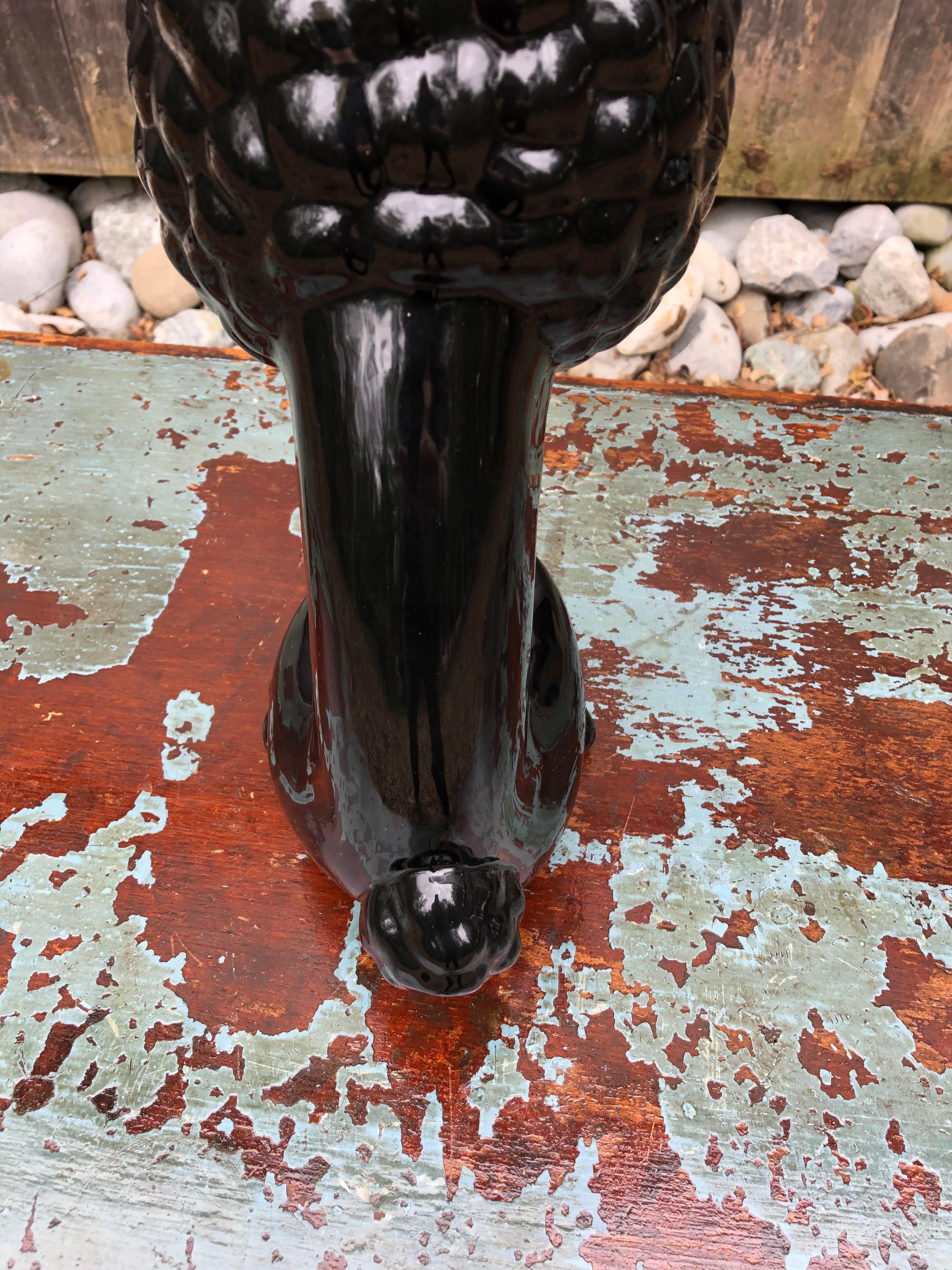 Große schwarze Porzellanpoodle-Skulptur von Sterling 3