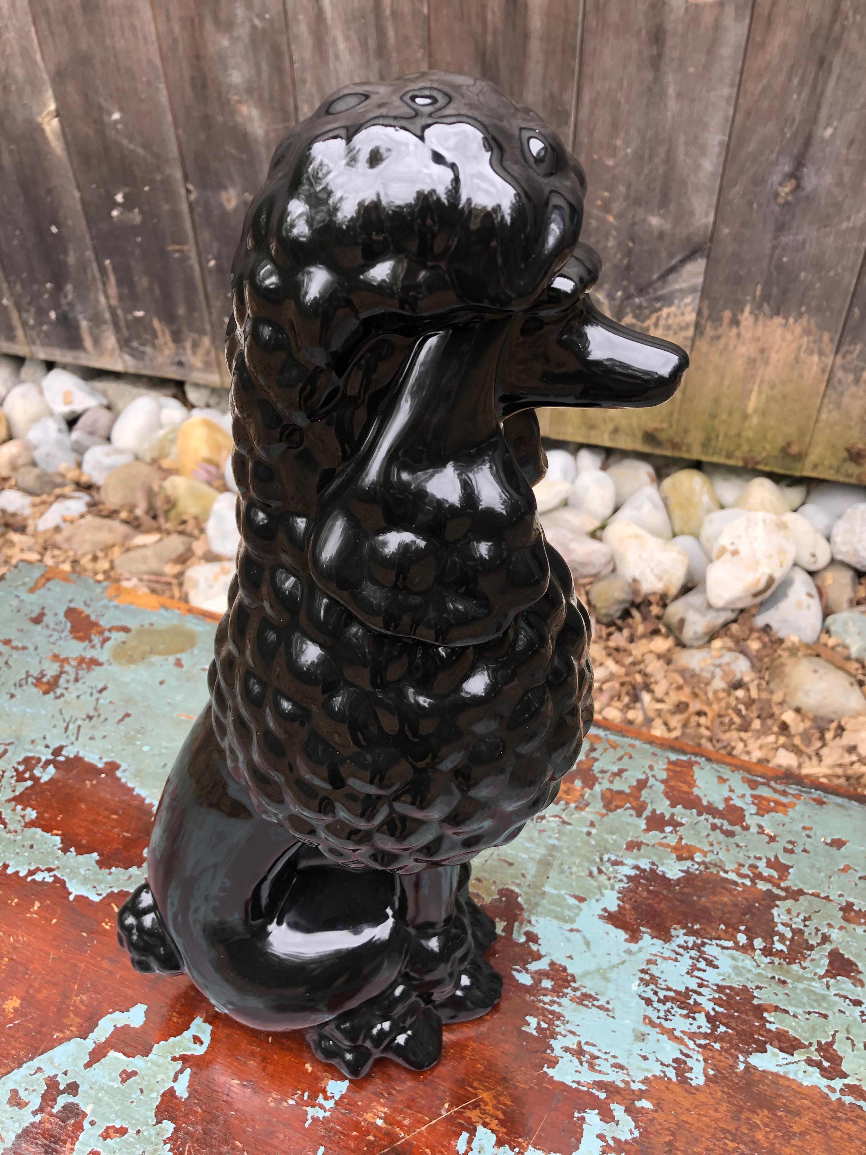 Darling Large Black Porcelain Poodle Sculpture 4
