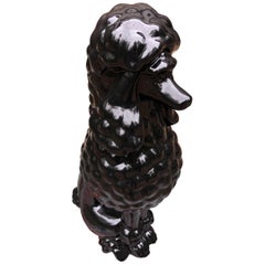Große schwarze Porzellanpoodle-Skulptur von Sterling