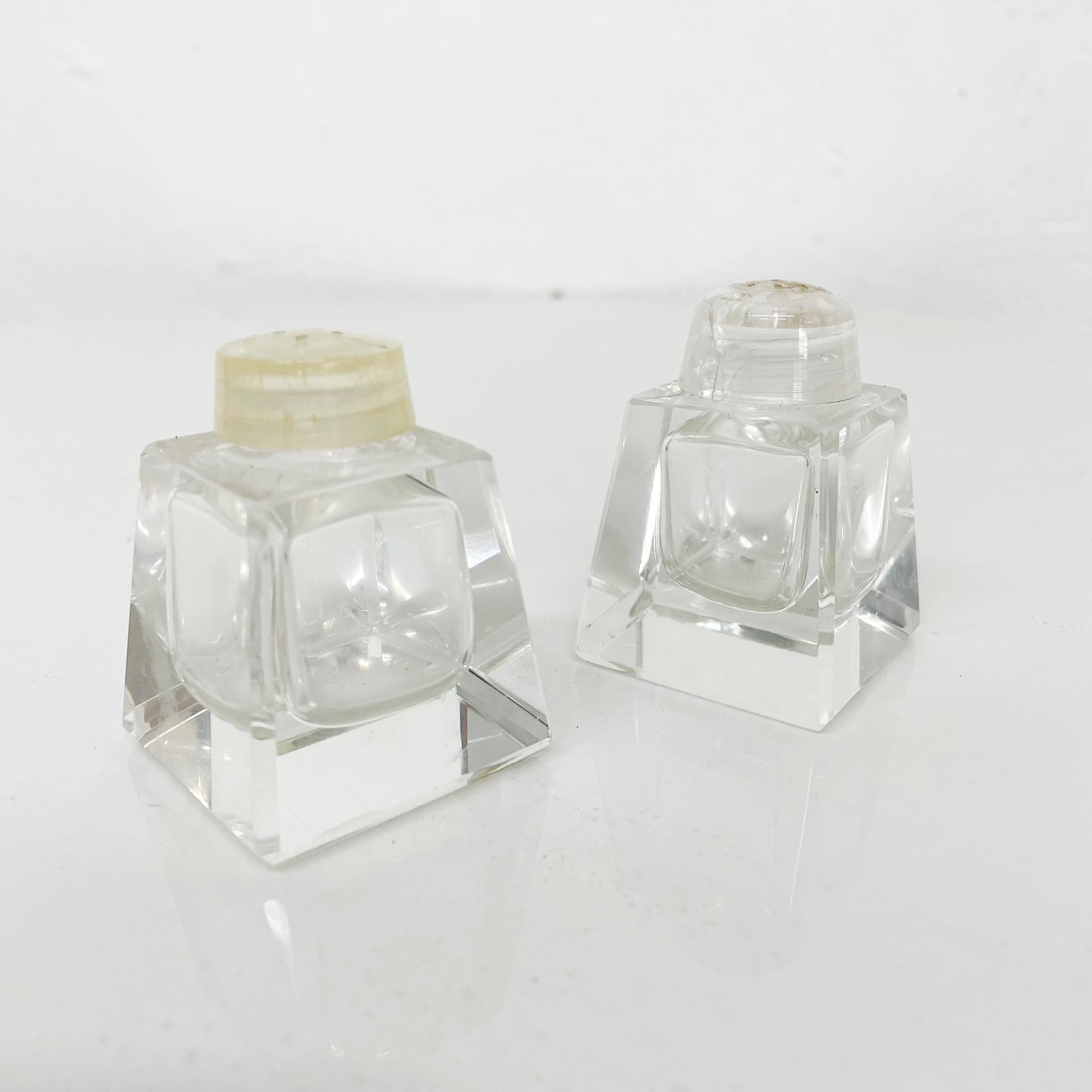 Mid-Century Modern Darling Petite Salt & Pepper Shaker Set Dorothy Thorpe Style Beveled Glass 1950s