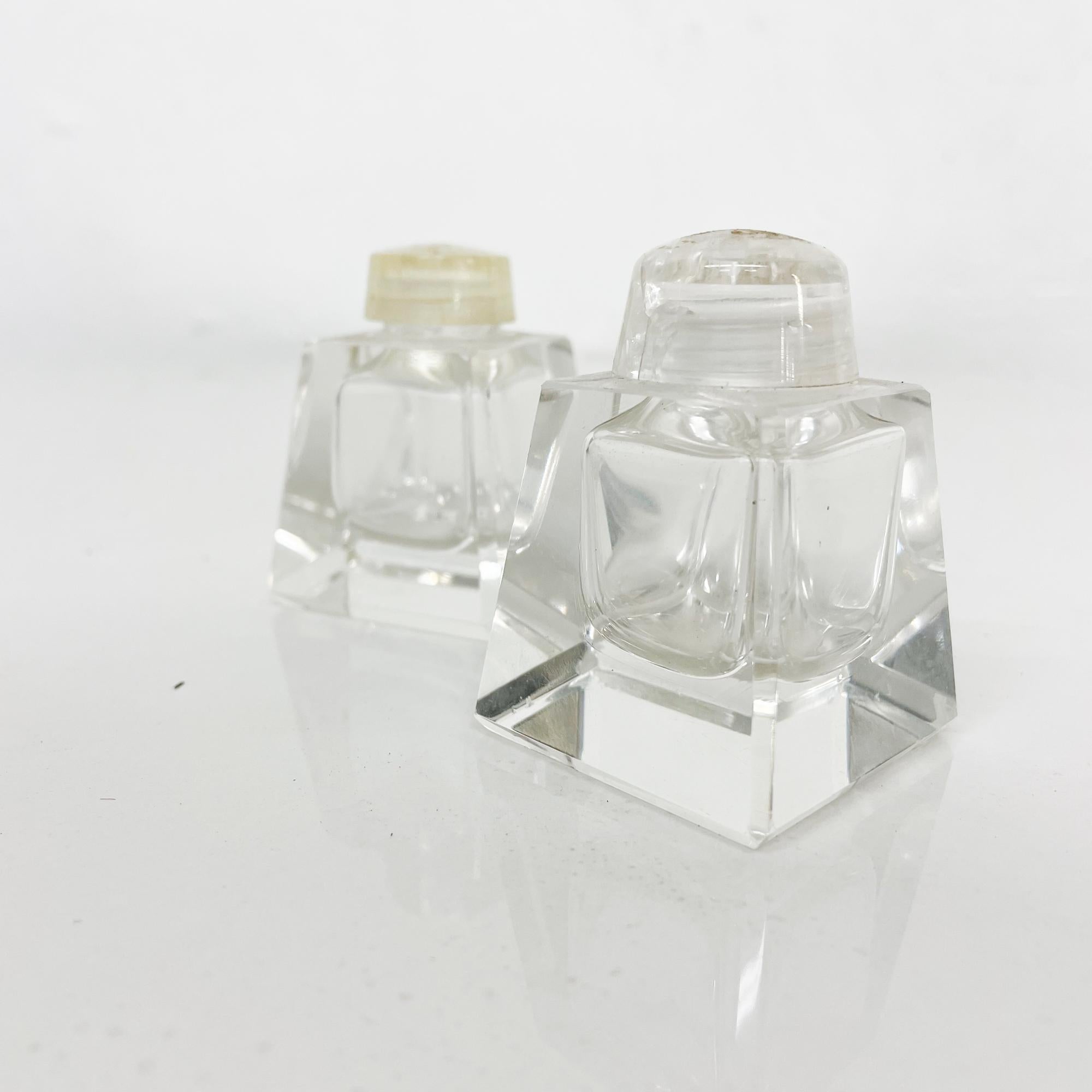 American Darling Petite Salt & Pepper Shaker Set Dorothy Thorpe Style Beveled Glass 1950s