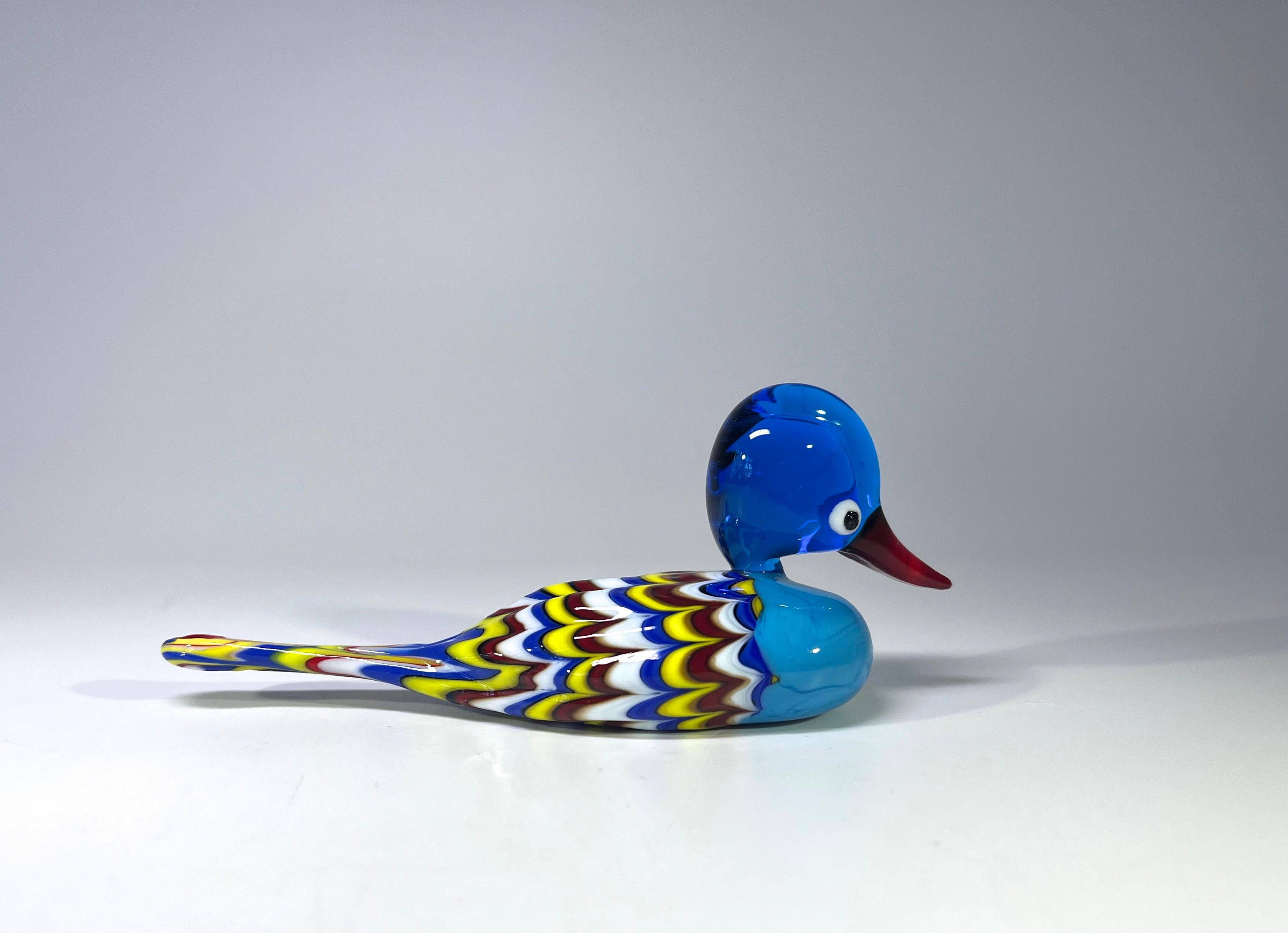 Hand-Crafted Darling, Multicoloured Hand Blown Glass Duckling Figure Archimede Seguso, Murano For Sale