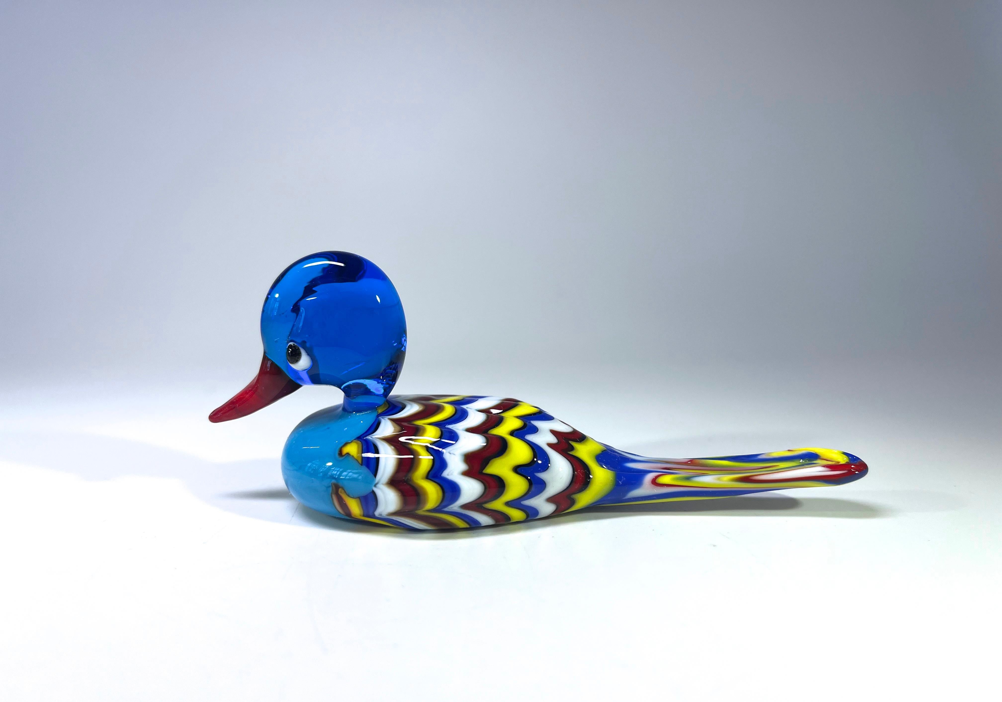 Darling, Multicoloured Hand Blown Glass Duckling Figure Archimede Seguso, Murano In Excellent Condition For Sale In Rothley, Leicestershire