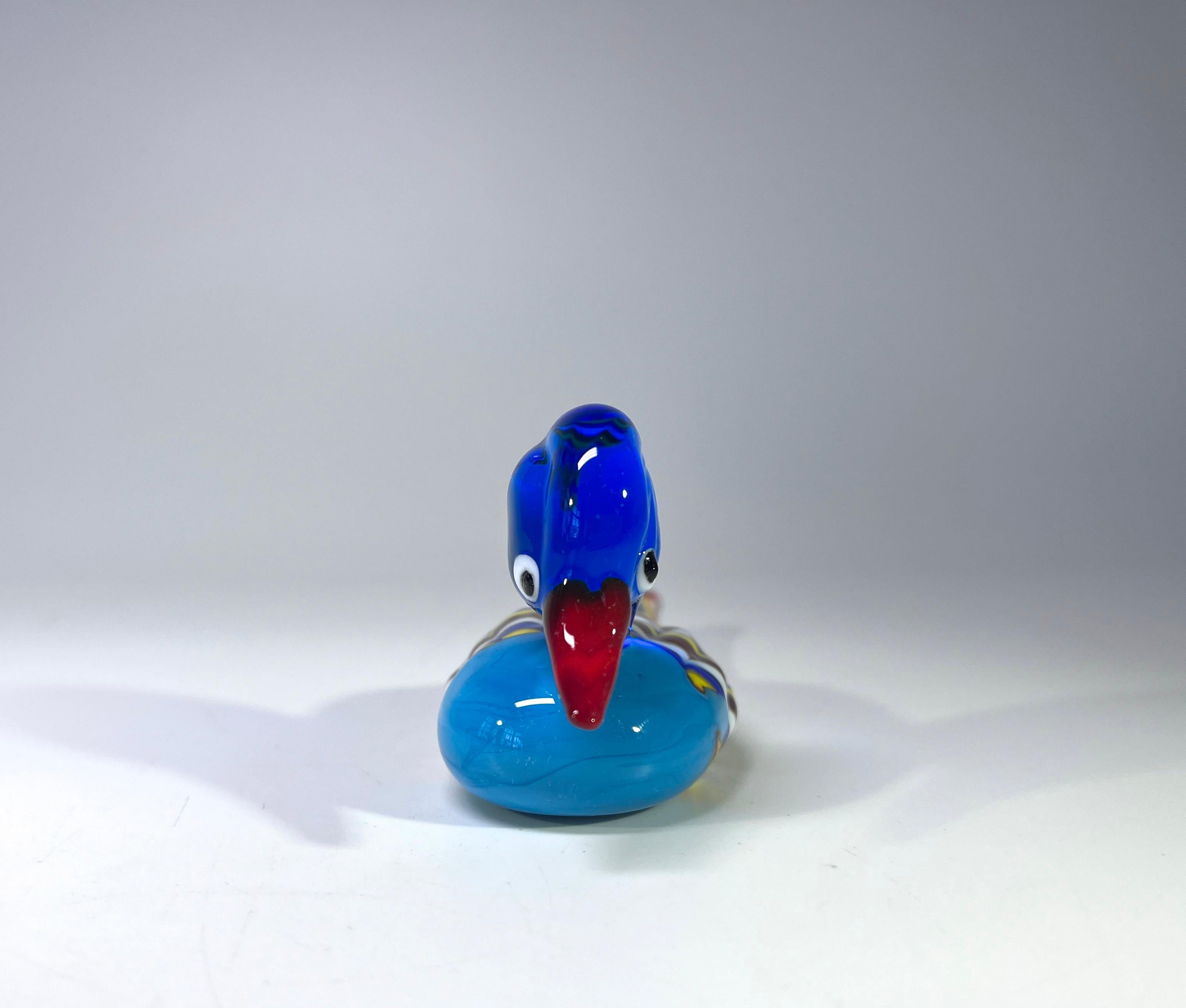 20ième siècle Figure de canard en verre soufflé à la main multicolore d'Archimede Seguso, Murano en vente