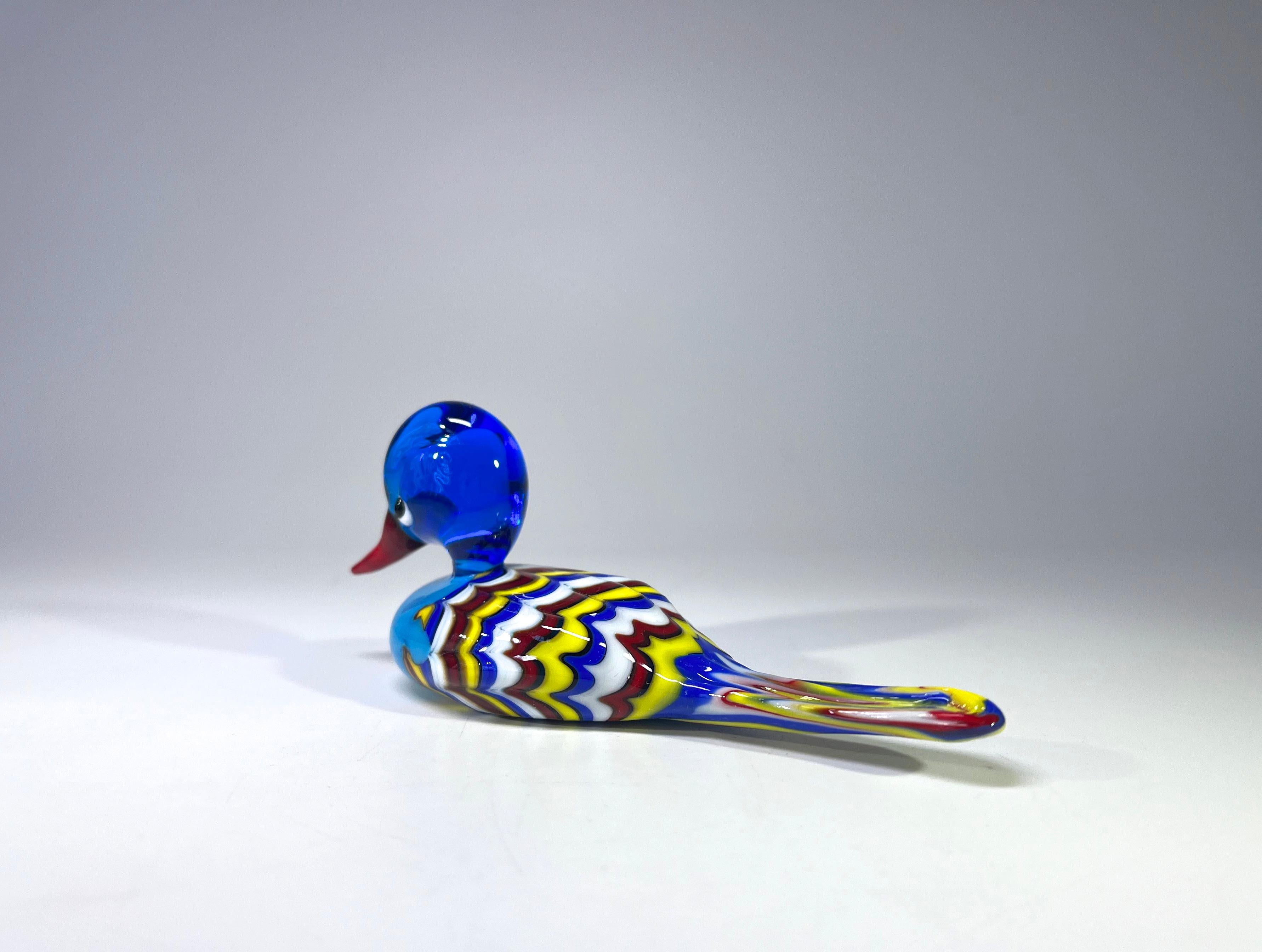 Mehrfarbige mundgeblasene Entenfigur aus Glas, Archimede Seguso, Murano im Angebot 1