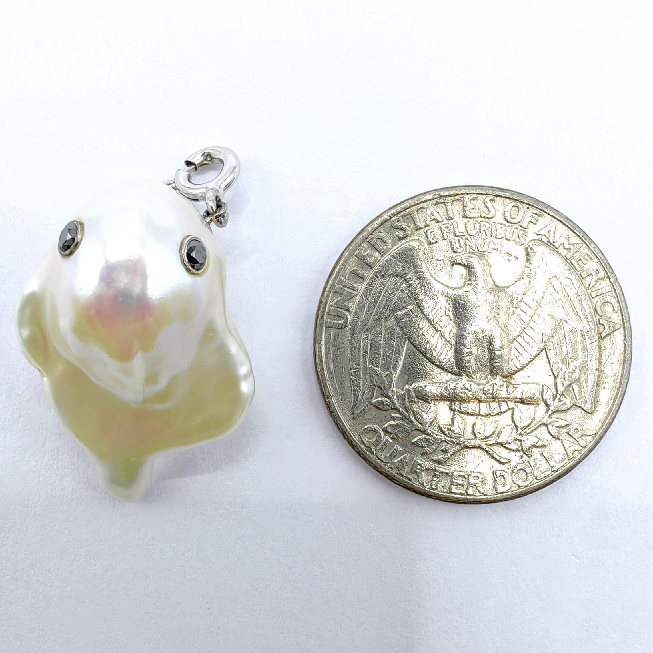 Darling Phantom: Schwarzer Diamant Barock Perle 18K Weißgold Geist Charme/Anhänger im Zustand „Neu“ im Angebot in Wan Chai District, HK