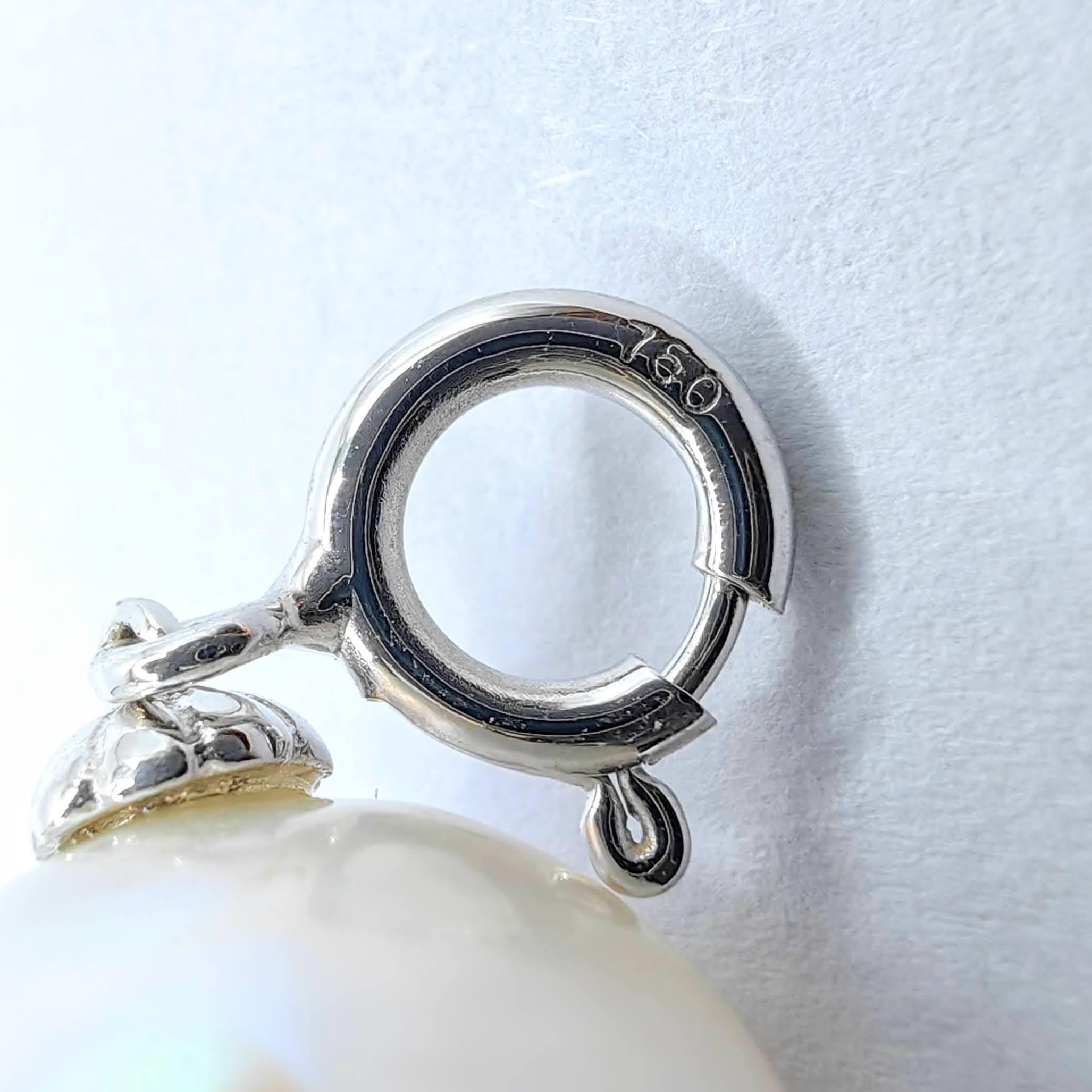 Darling Phantom: Black Diamond Baroque Pearl Ghost Charm Pendant 18K White Gold For Sale 2