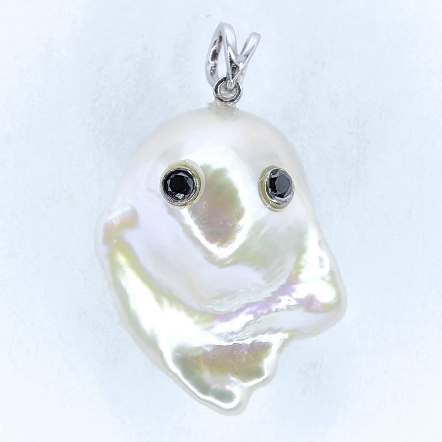 da uomo o donna Darling Phantom Gemini: ciondolo con tsavorite e diamante nero a due facce con perle fantasma in vendita