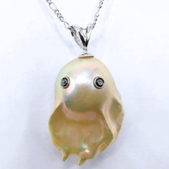 Darling Phantom Gemini XL: Ruby & Diamond Two-Faced Ghost Pearl 18K Gold Pendant