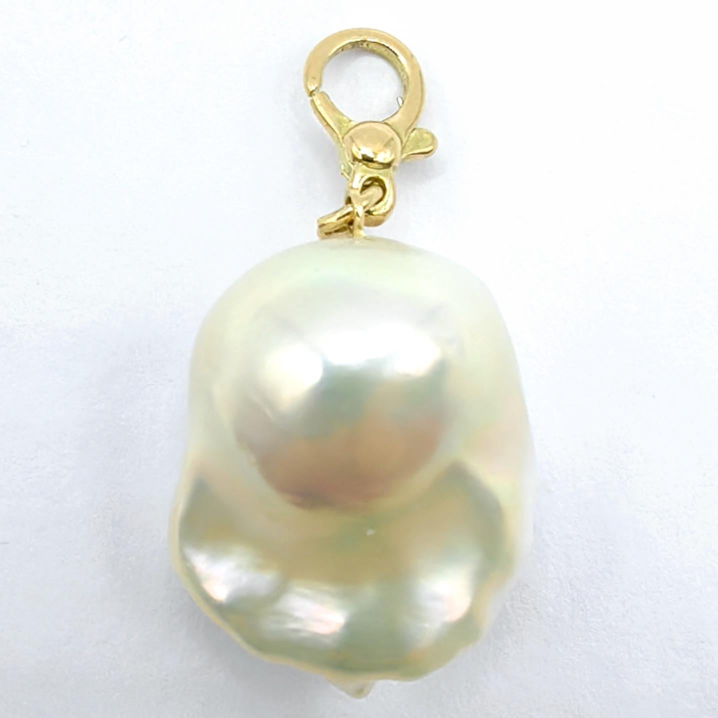 da uomo o donna Darling Phantom: ciondolo a forma di fantasma con perla barocca e zaffiro arancione in oro 18 carati in vendita