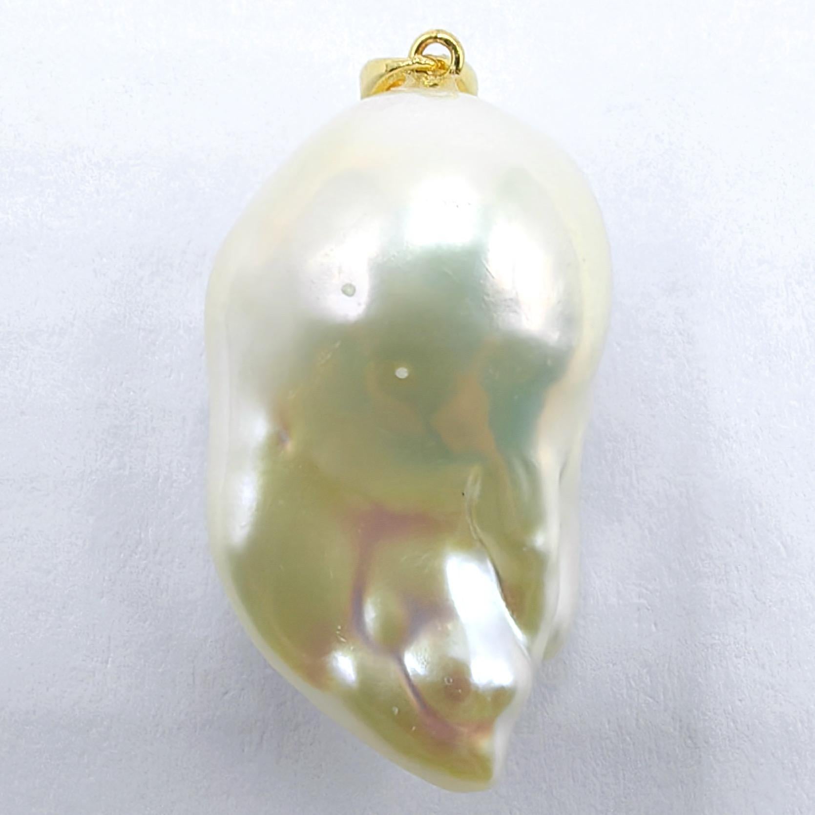 da uomo o donna Darling Phantom: Ciondolo fantasma con perla barocca e zaffiro arancione in oro giallo 18 carati in vendita