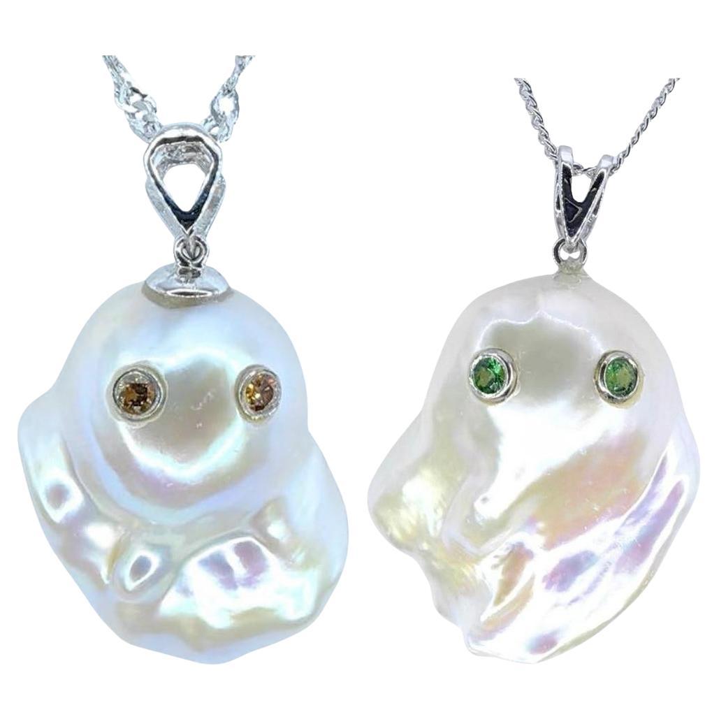 Darling Phantom Pearl Charms: Two-Faced Ghost Pearl Ohrring Charms (Bail-Free)