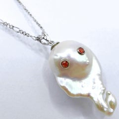 Darling Phantom Scorpio: Orange Sapphire Baroque Pearl 18K Gold Scorpion Pendant