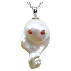 Darling Phantom Scorpio: Orange Sapphire Baroque Pearl 18K Gold Scorpion Pendant