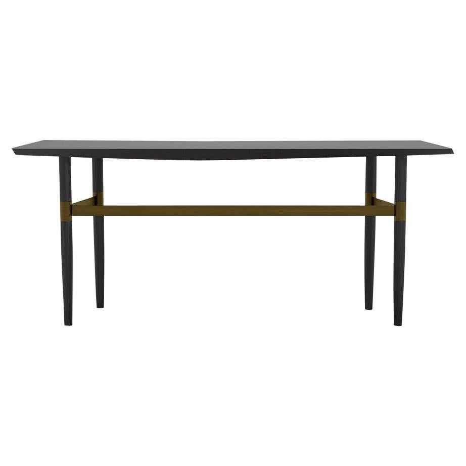 Darling Point Console by Yabu Pushelberg in Ivory Matte Lacquered Oak and Brass For Sale at 1stDibs