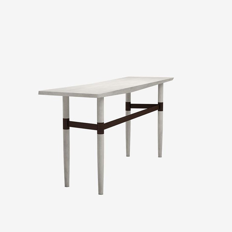 Darling Point Console by Yabu Pushelberg in Ivory Matte Lacquered Oak and Brass For Sale at 1stDibs