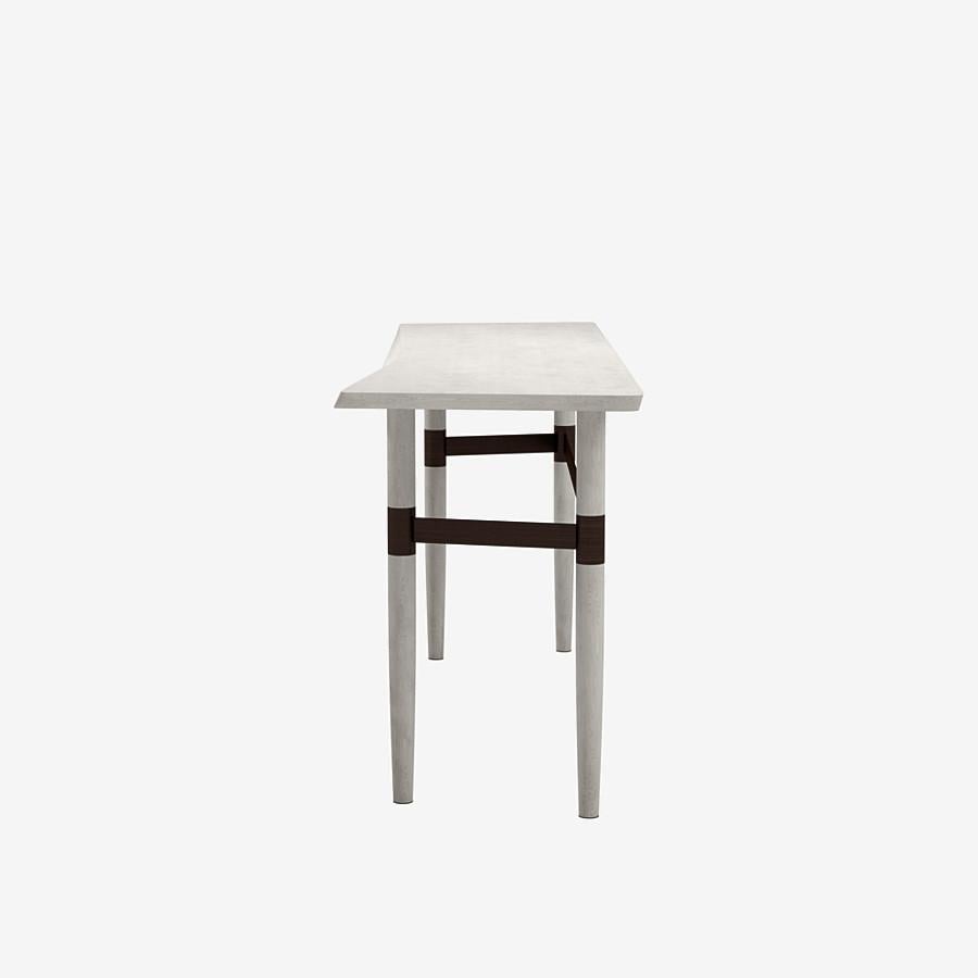 Modern Darling Point Console by Yabu Pushelberg in Ivory Matte Lacquered Oak and Brass For Sale