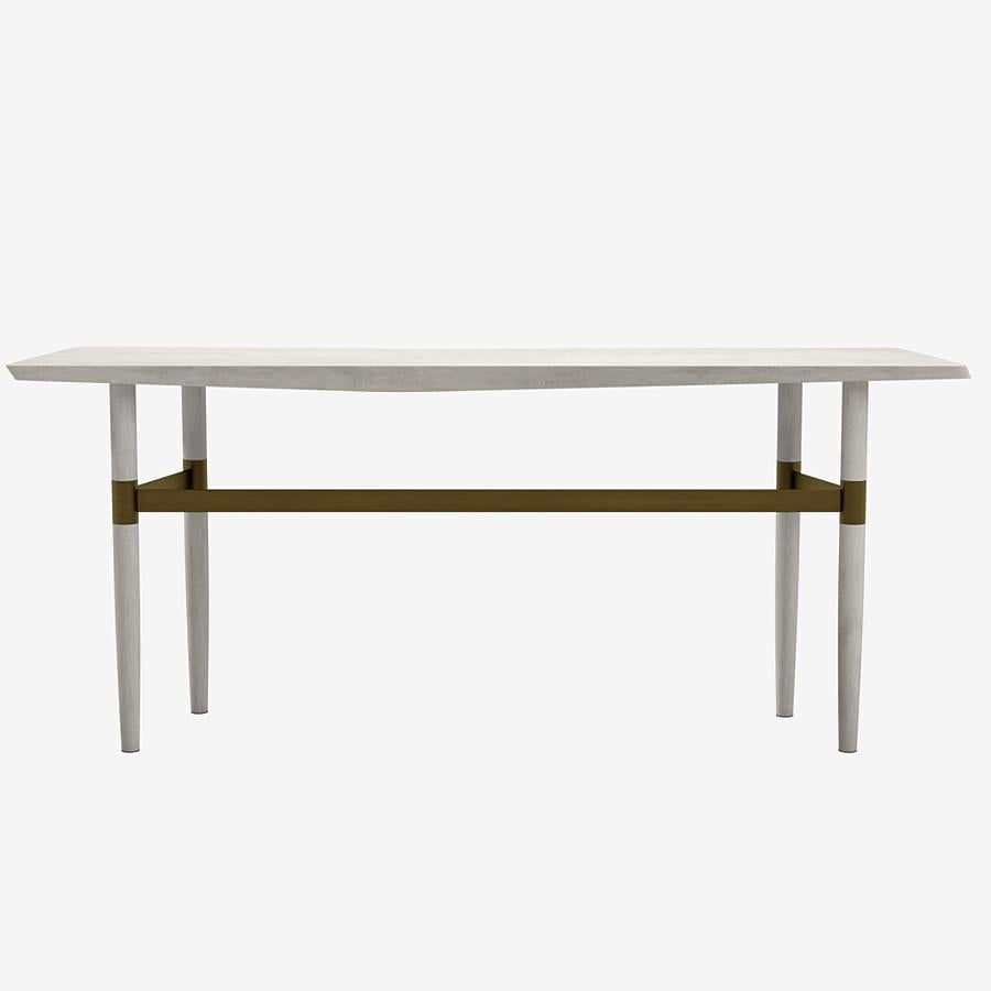 Darling Point Console by Yabu Pushelberg in Ivory Matte Lacquered Oak and Brass In New Condition For Sale In Toronto, ON