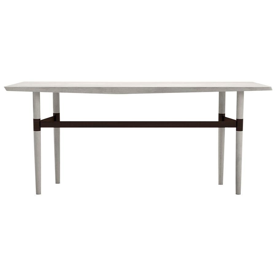 Darling Point Console by Yabu Pushelberg in Ivory Matte Lacquered Oak and Brass For Sale