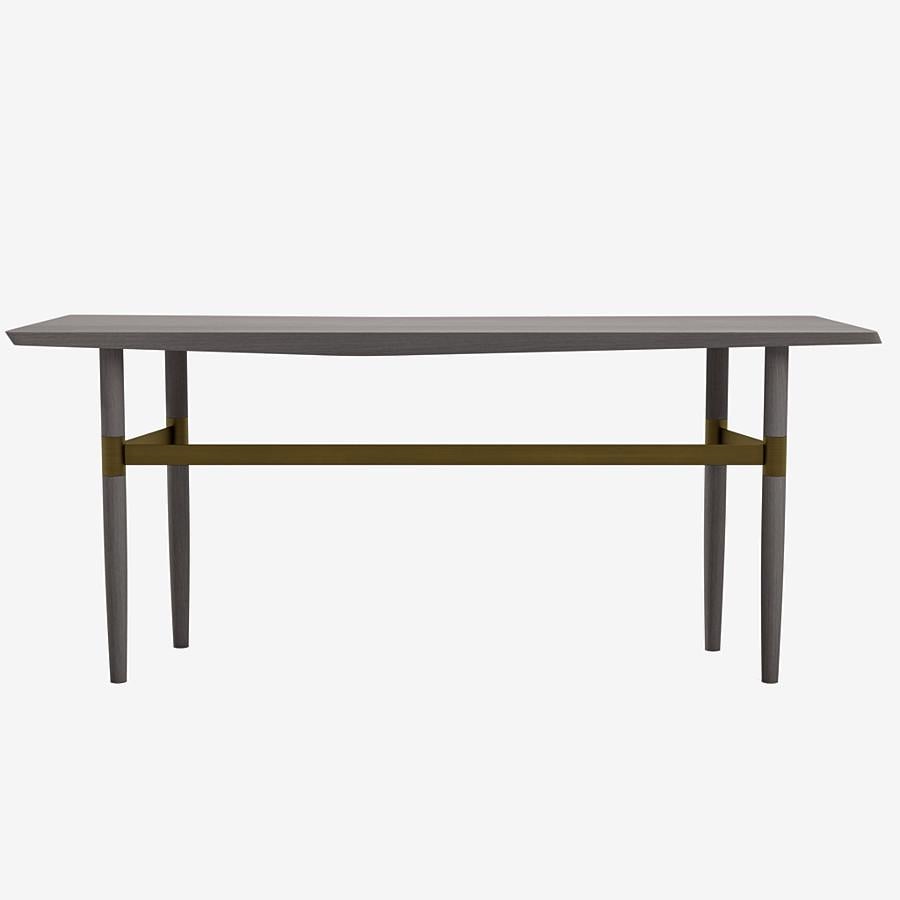 Darling Point Console by Yabu Pushelberg in Mist Matte Lacquered Oak and Brass In New Condition For Sale In Toronto, ON