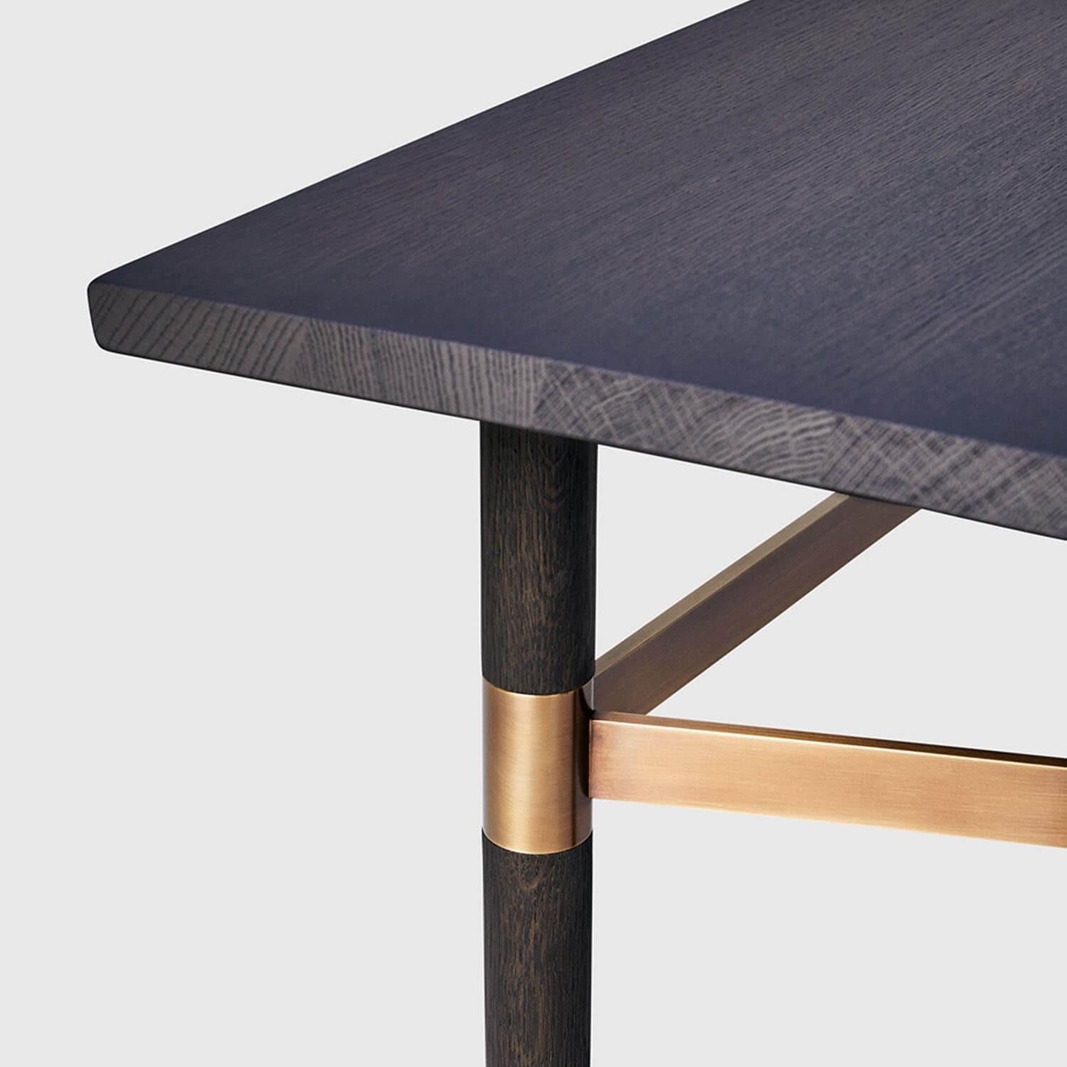 Contemporary Darling Point Console by Yabu Pushelberg in Mist Matte Lacquered Oak and Brass For Sale