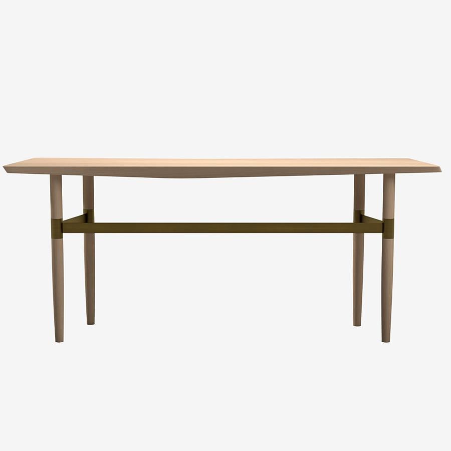 Modern Darling Point Console by Yabu Pushelberg in Nude Matte Lacquered Oak and Brass For Sale