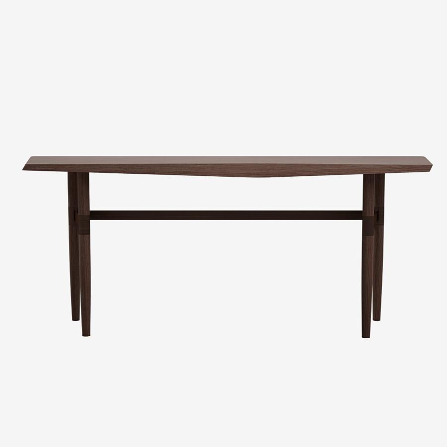 Dutch Darling Point Console by Yabu Pushelberg in Whiskey Oak and Brass For Sale
