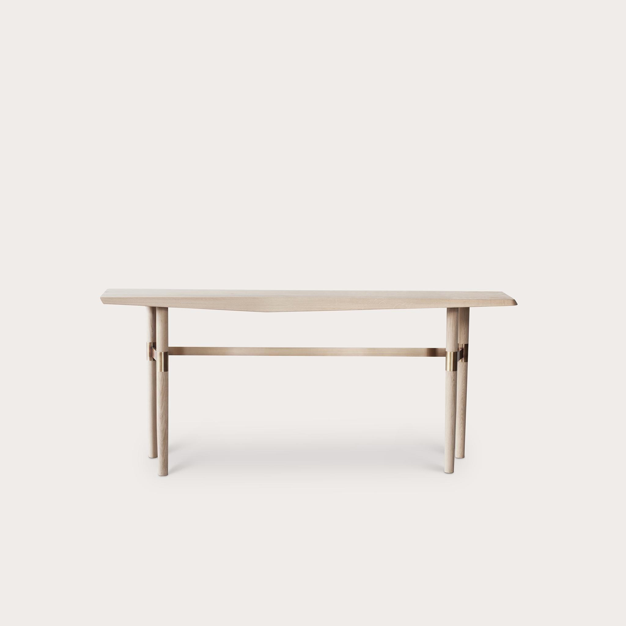 Lacquered Darling Point Console by Yabu Pushelberg in Solid Oak with Brass Detailing For Sale