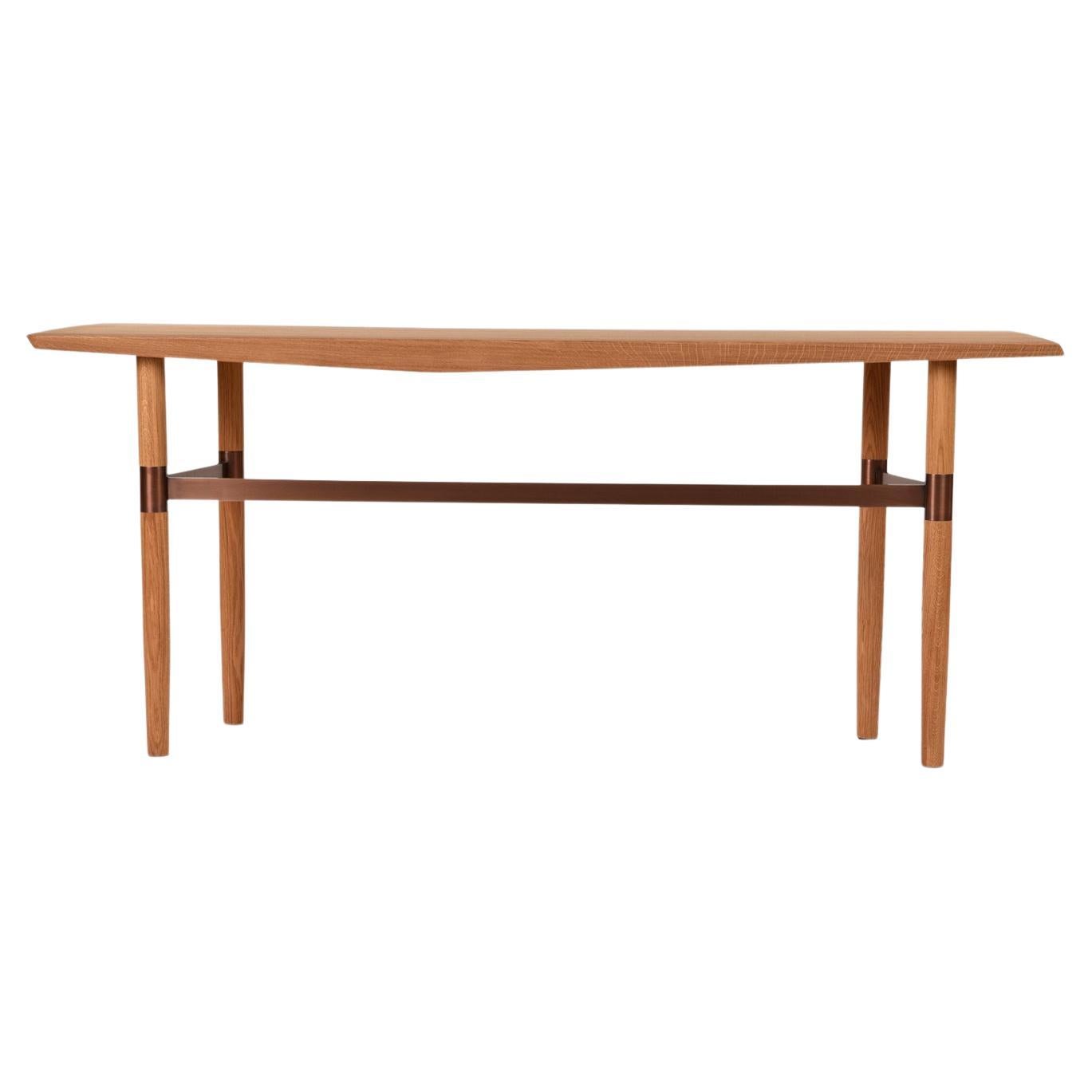 Darling Point Console by Yabu Pushelberg in Solid Oak with Brass Detailing For Sale