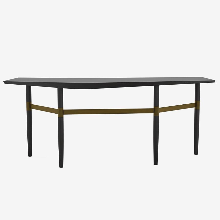 Dutch Darling Point Desk by Yabu Pushelberg in Black Pepper Stained Oak and Brass For Sale