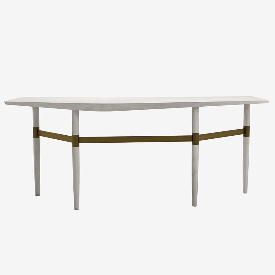 Modern Darling Point Desk by Yabu Pushelberg in Ivory Matte Lacquered Oak and Brass For Sale