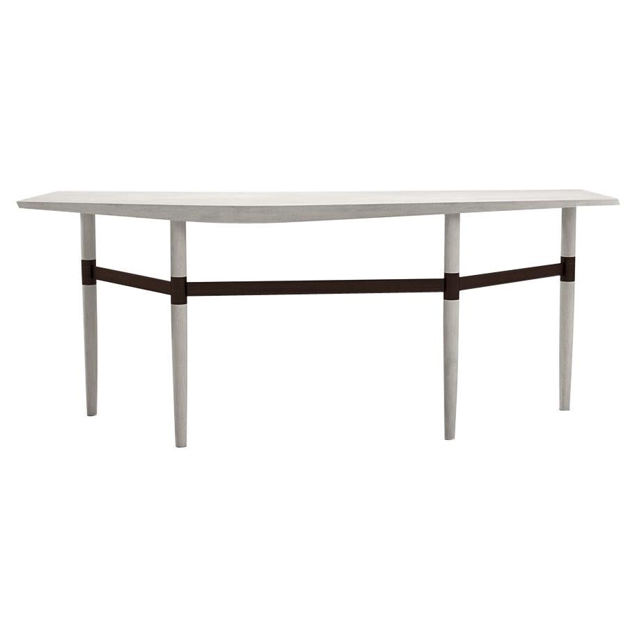 Darling Point Desk by Yabu Pushelberg in Ivory Matte Lacquered Oak and Brass For Sale