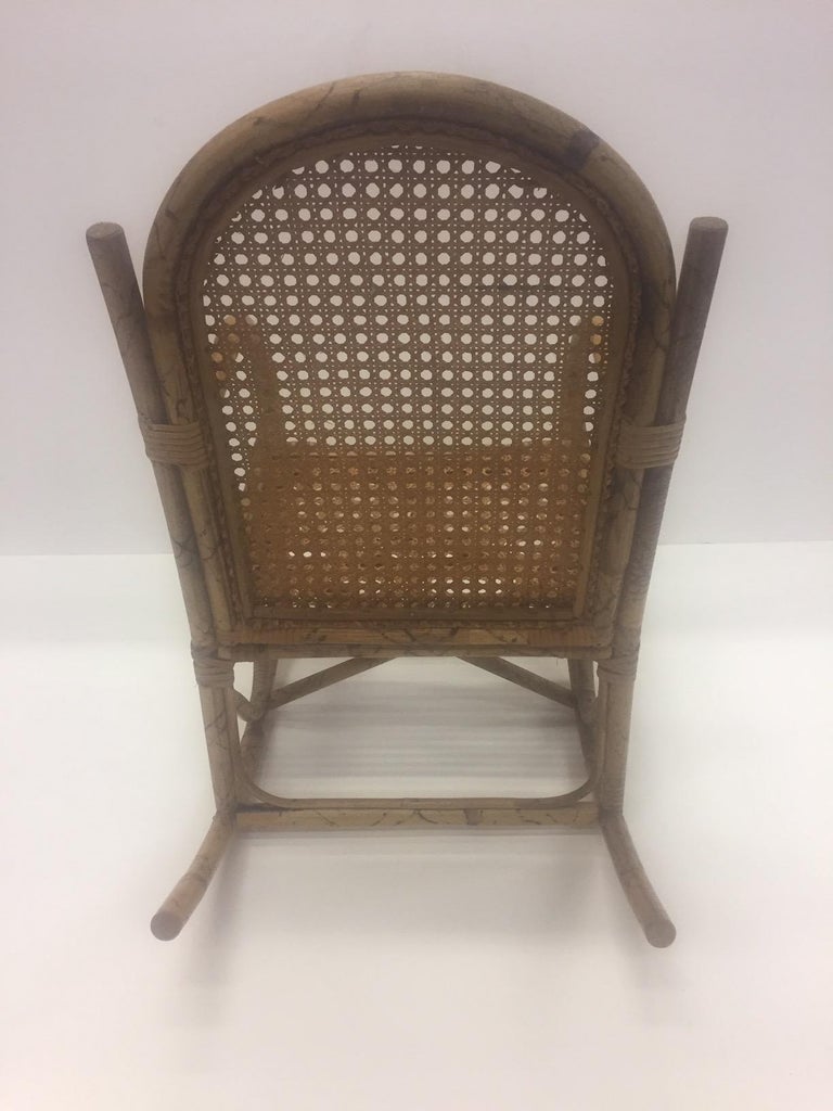 Darling Rattan Child's Rocking Chair For Sale at 1stDibs