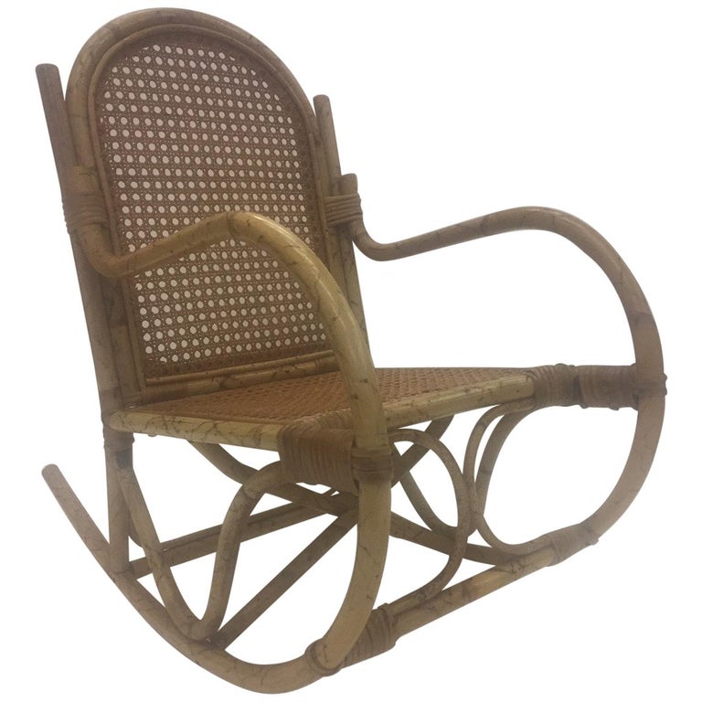 Darling Rattan Child's Rocking Chair For Sale at 1stDibs