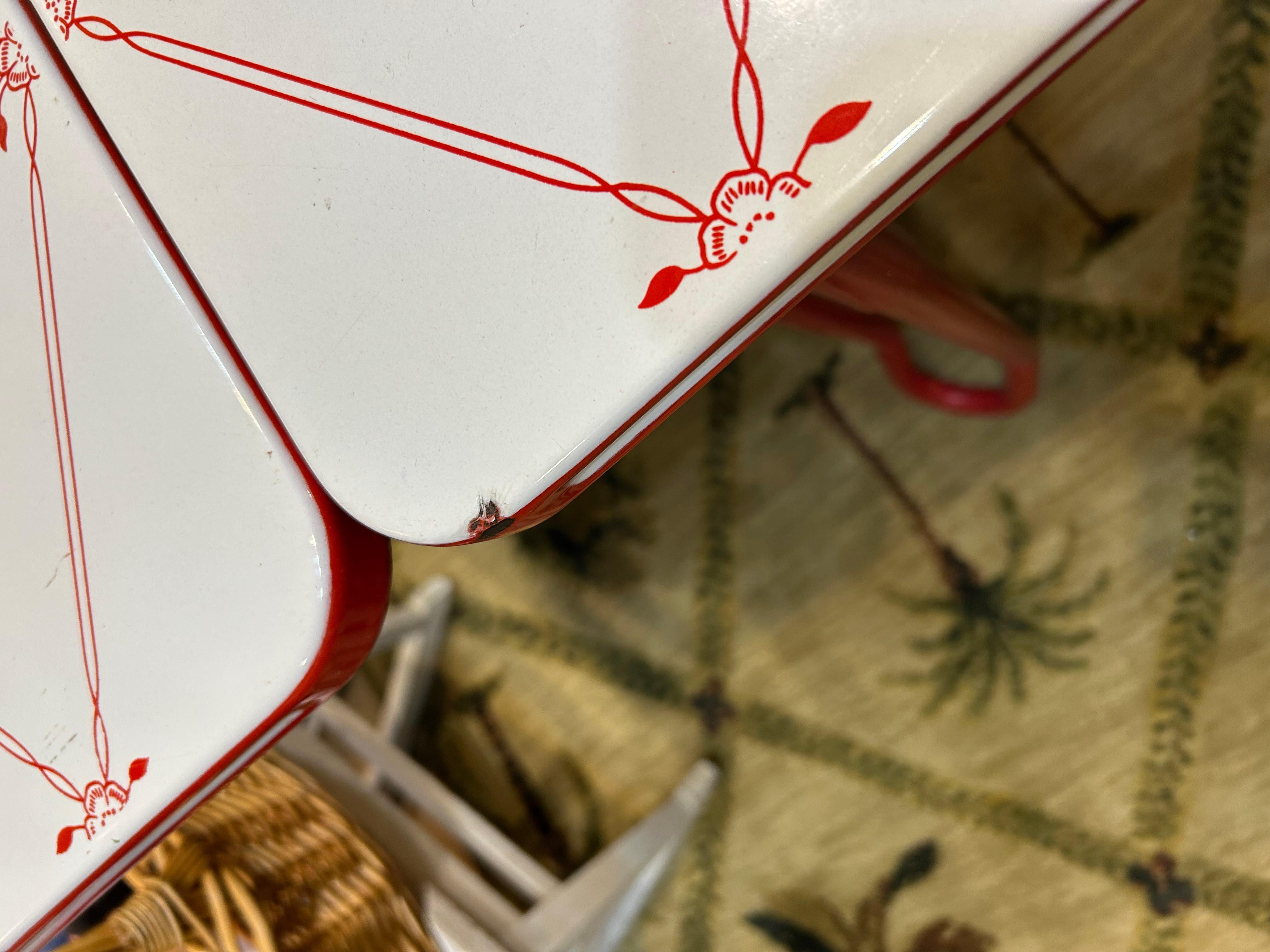 Darling Retro Red & White Enamel Breakfast Table 4