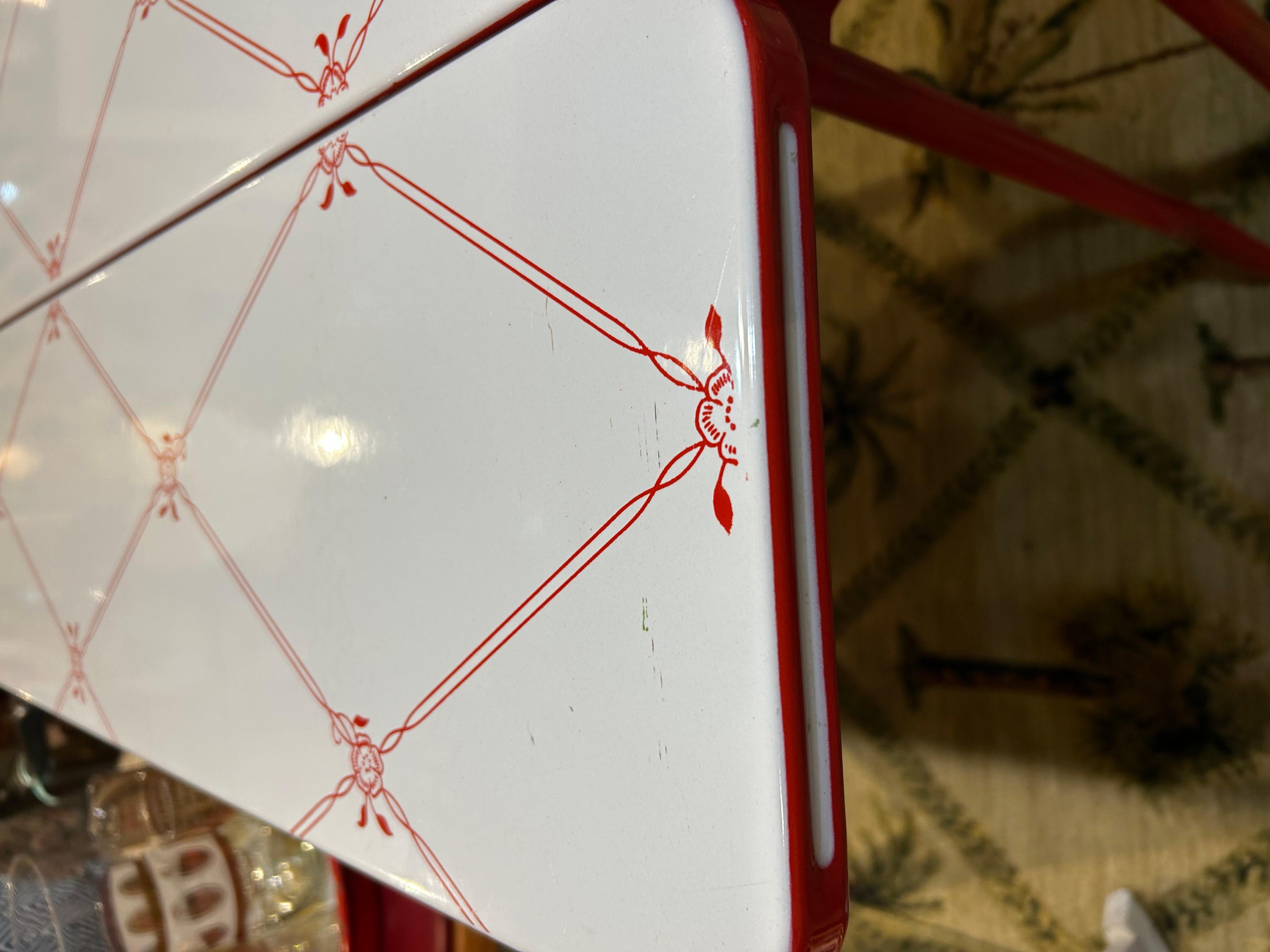 Darling Retro Red & White Enamel Breakfast Table 5