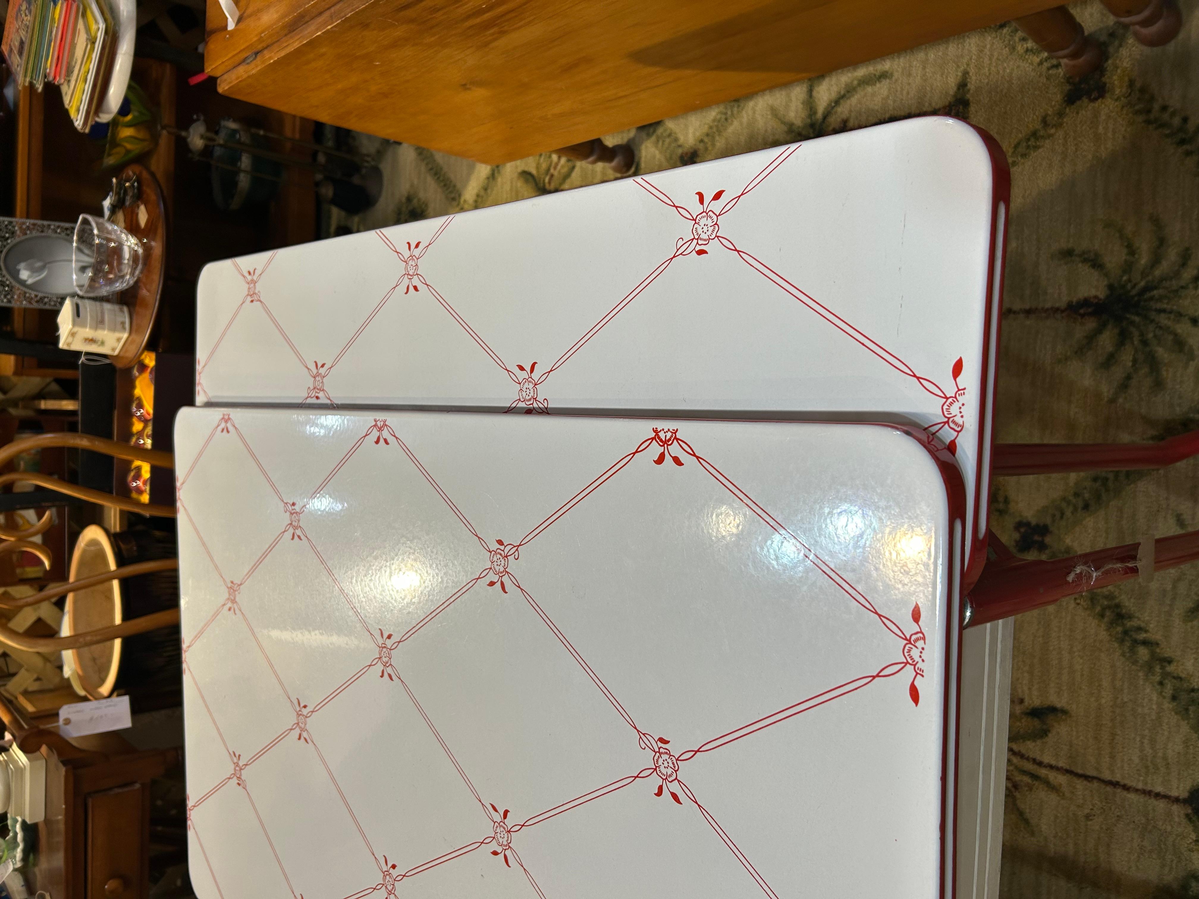 Mid-20th Century Darling Retro Red & White Enamel Breakfast Table