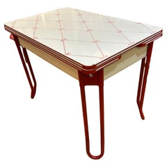 Darling Retro Red & White Enamel Breakfast Table