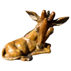 Darling Small Faux Painted Iron Giraffe Sculpture