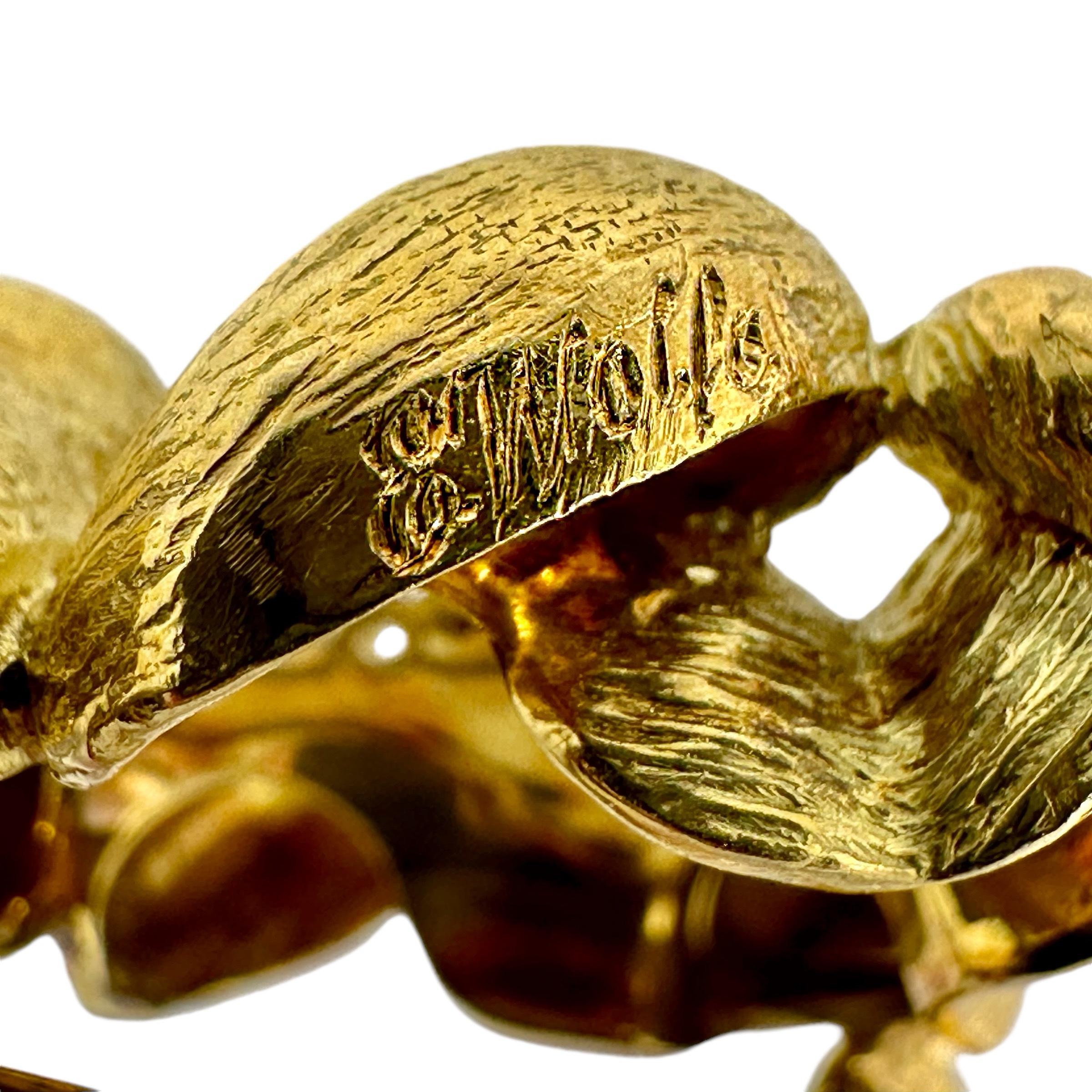 Gold Teddy Bear Pin on a Rainy Day with Diamonds & Rubies by E. Wolfe & Co. For Sale 4