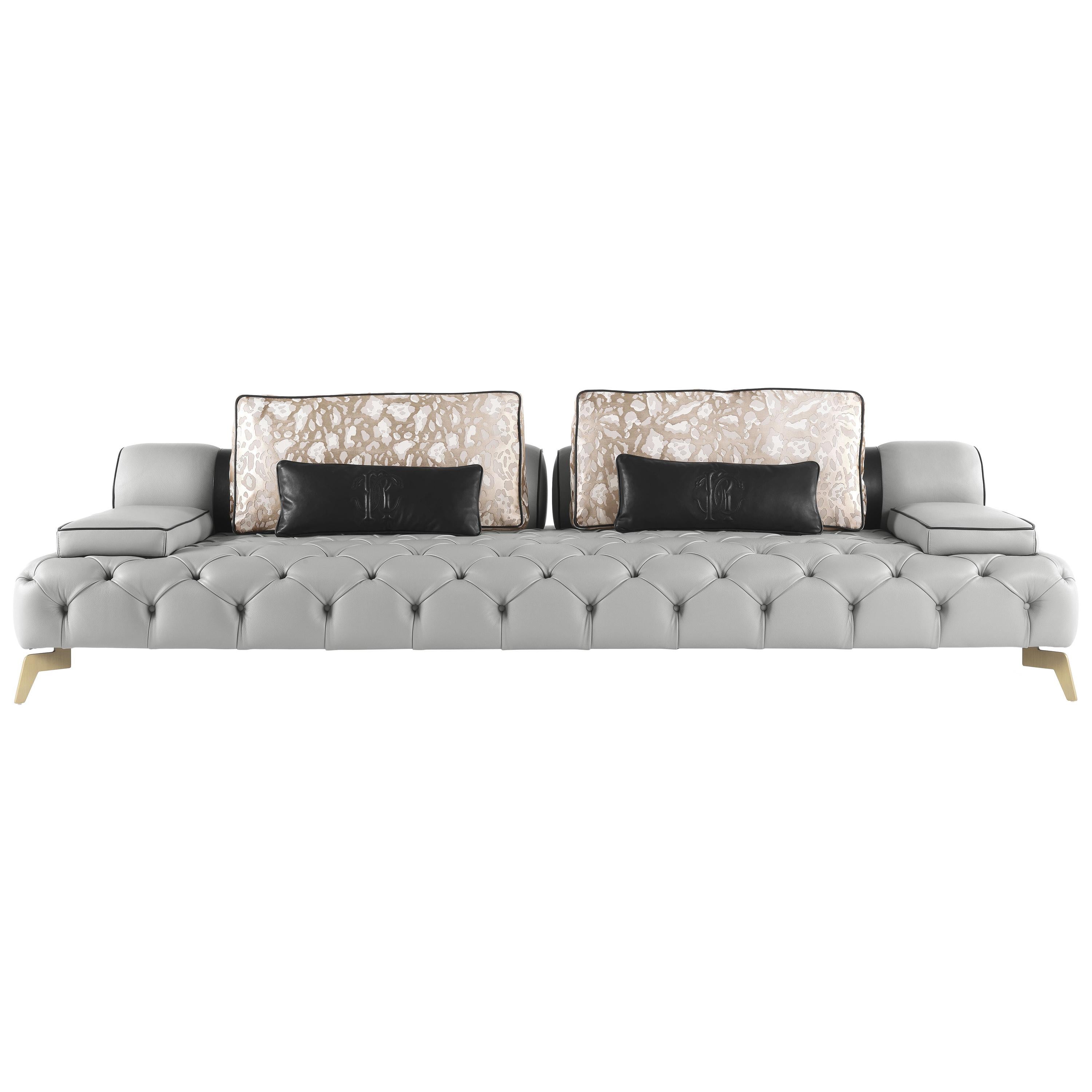 Canapé Darlington du 21e siècle en cuir par Roberto Cavalli Home Interiors