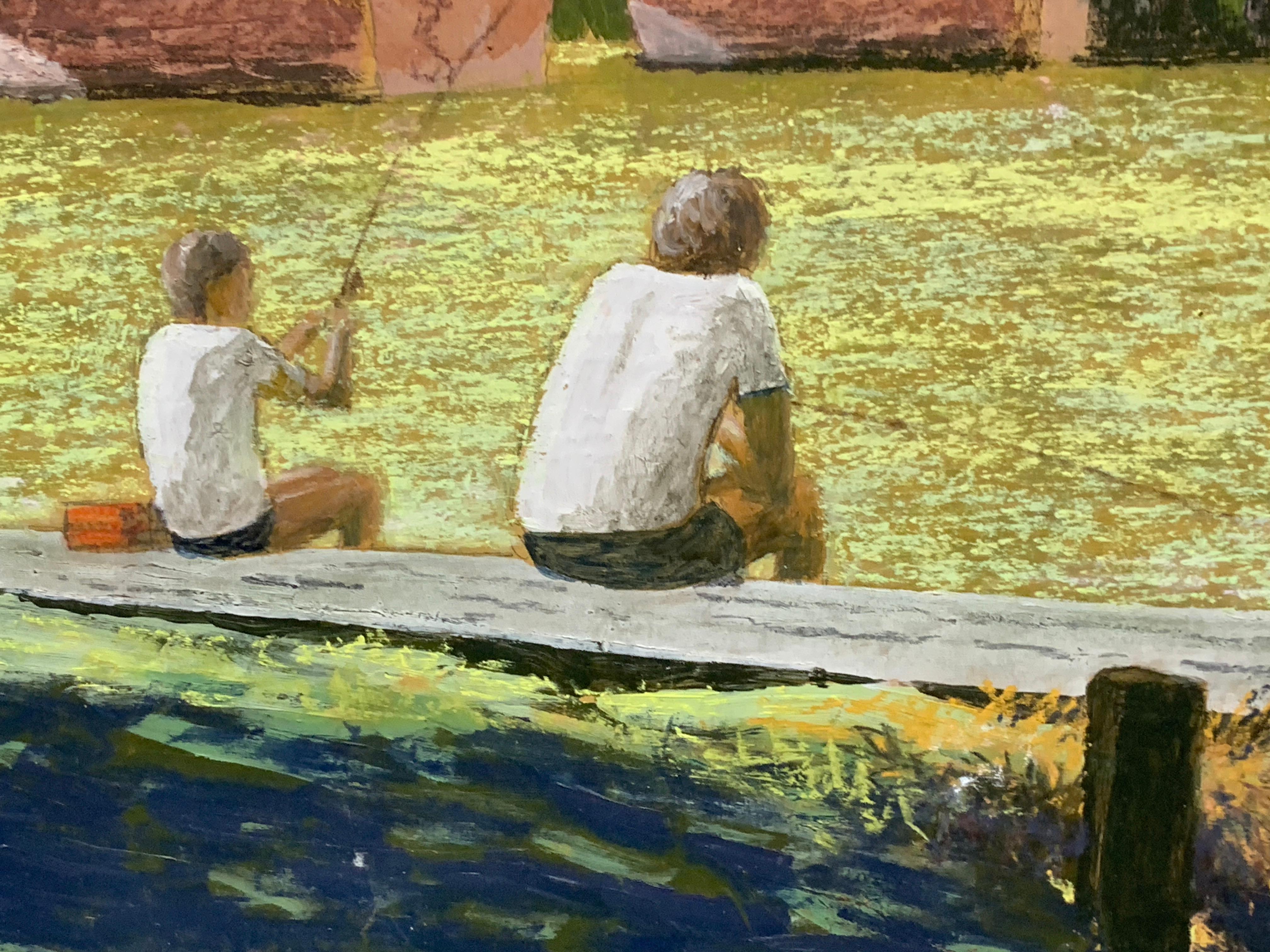 Veduta Modern British ben dipinta e molto decorativa sul Tamigi a Sonning Bridge. 

L'artista era una persona del posto che viveva e dipingeva nella zona di Sonning. An He dipinse lungo il fiume Tamigi e scene cittadine della graziosa zona locale.