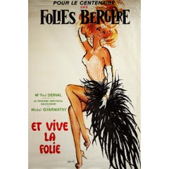 CIRCA 1960 Manifesto originale - 100 anni delle leggendarie Folies Bergère - Cabaret