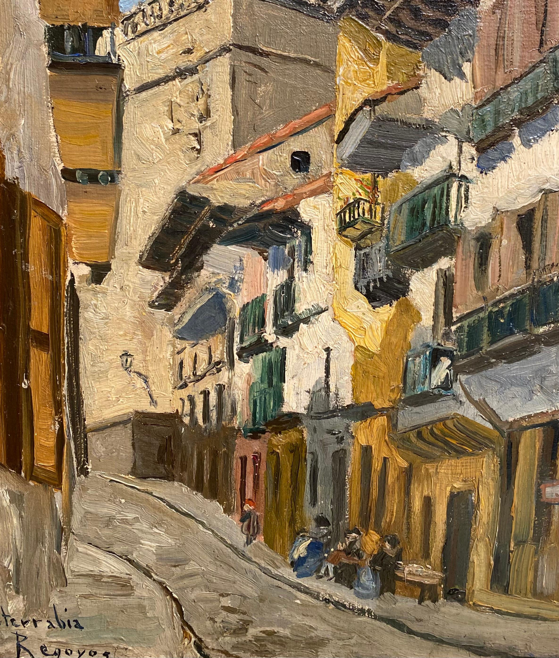 Street of Fuente Rabia - Brown Landscape Painting by Darío de Regoyos 