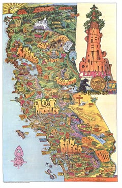 Original Southern California Home Federal Fun Map vintage poster
