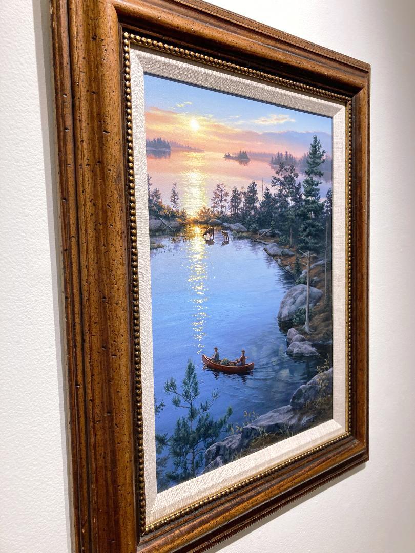 This serene sunset lake painting, 