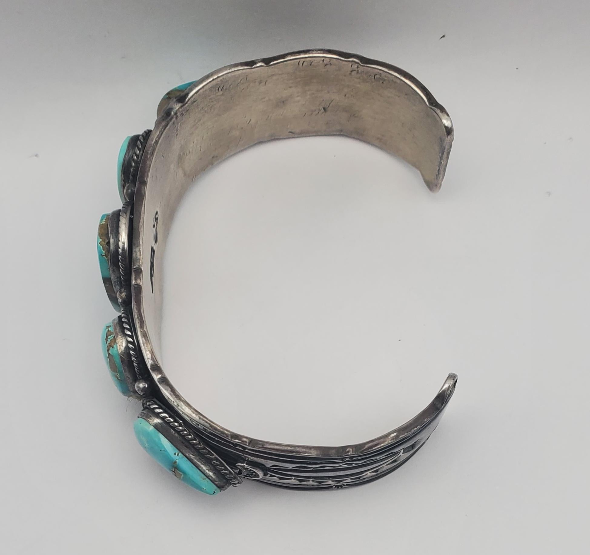 Darrell Cadman Signed Navajo Royston Turquoise Sterling Silver Cuff Bracelet In Good Condition In Pittsburgh, PA